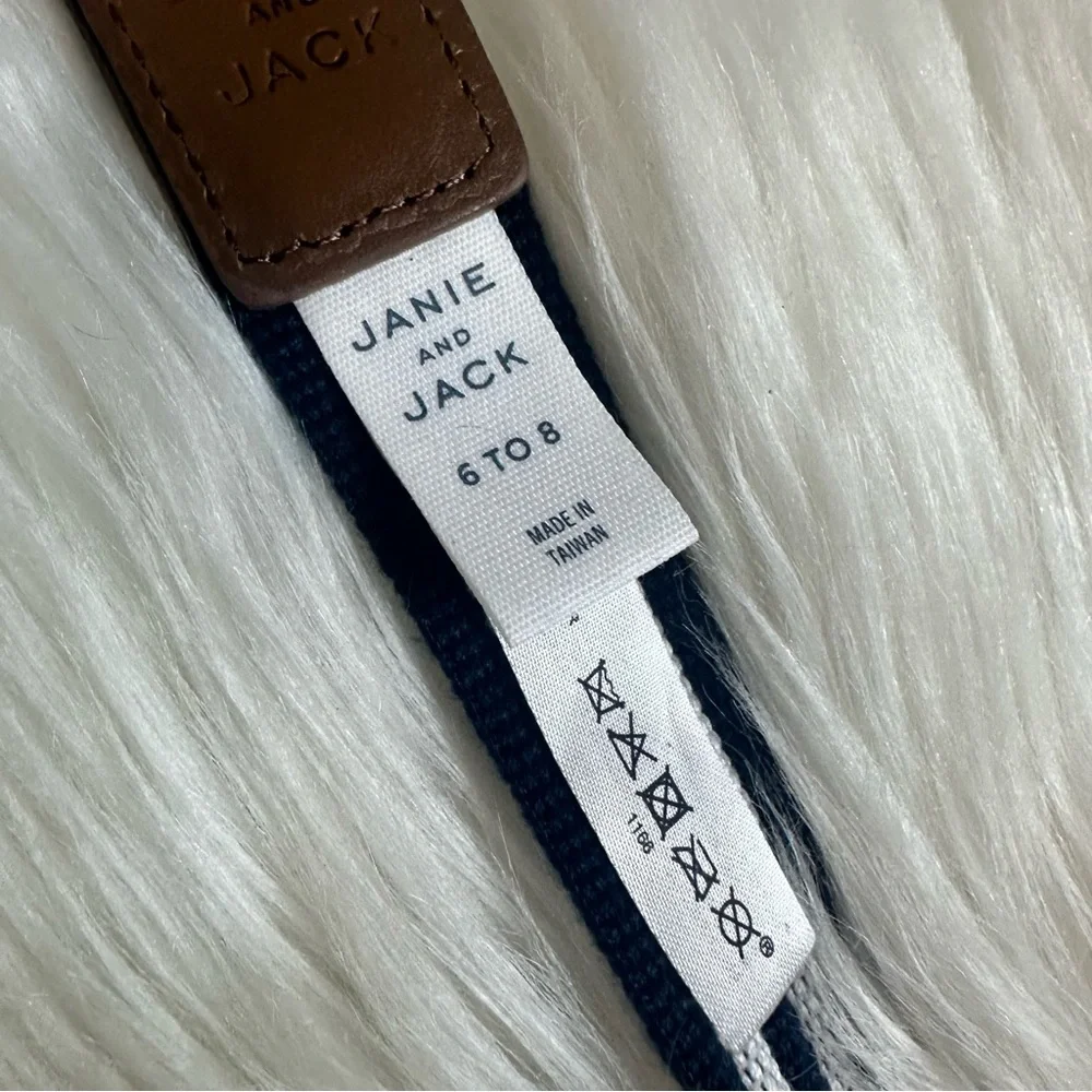Janie and Jack Navy Blue White Stripe Adjustable Belt Size 6-8